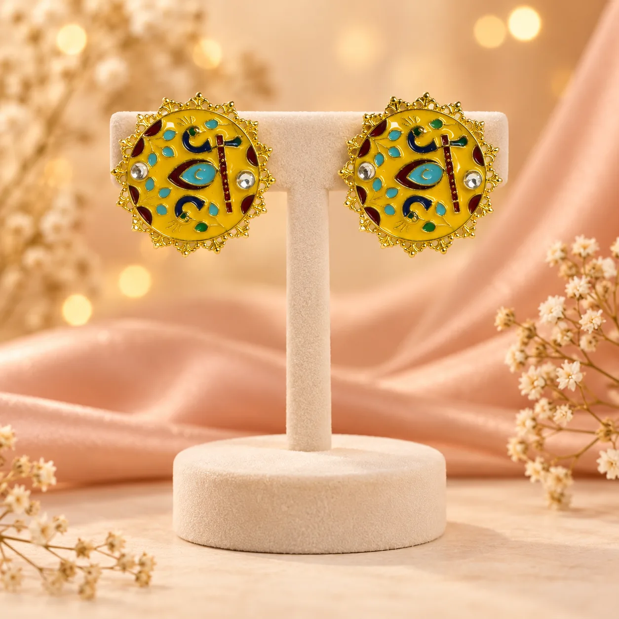 Round Enamel Bird Stud Earrings Colour option 2