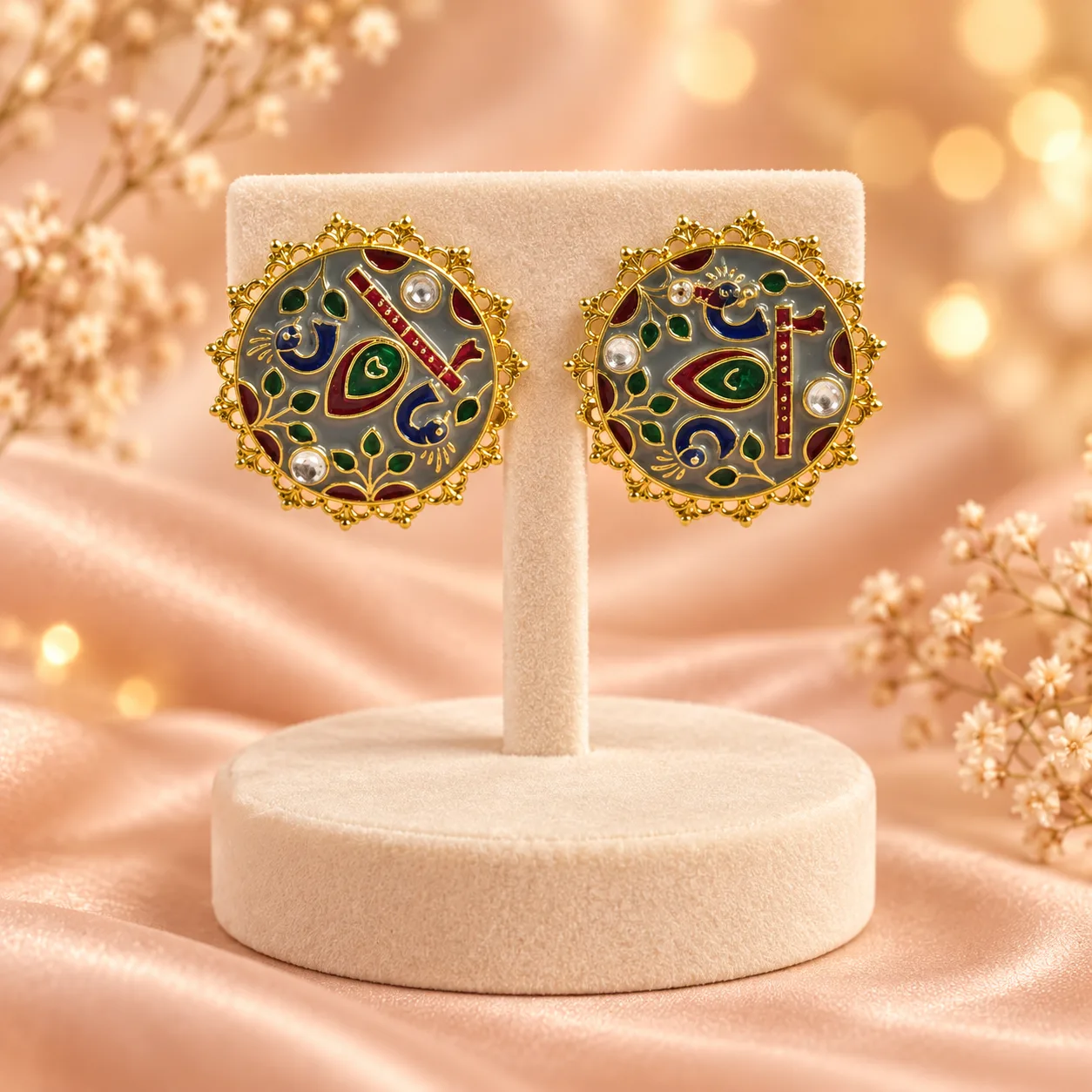 Round Enamel Bird Stud Earrings Colour option 4