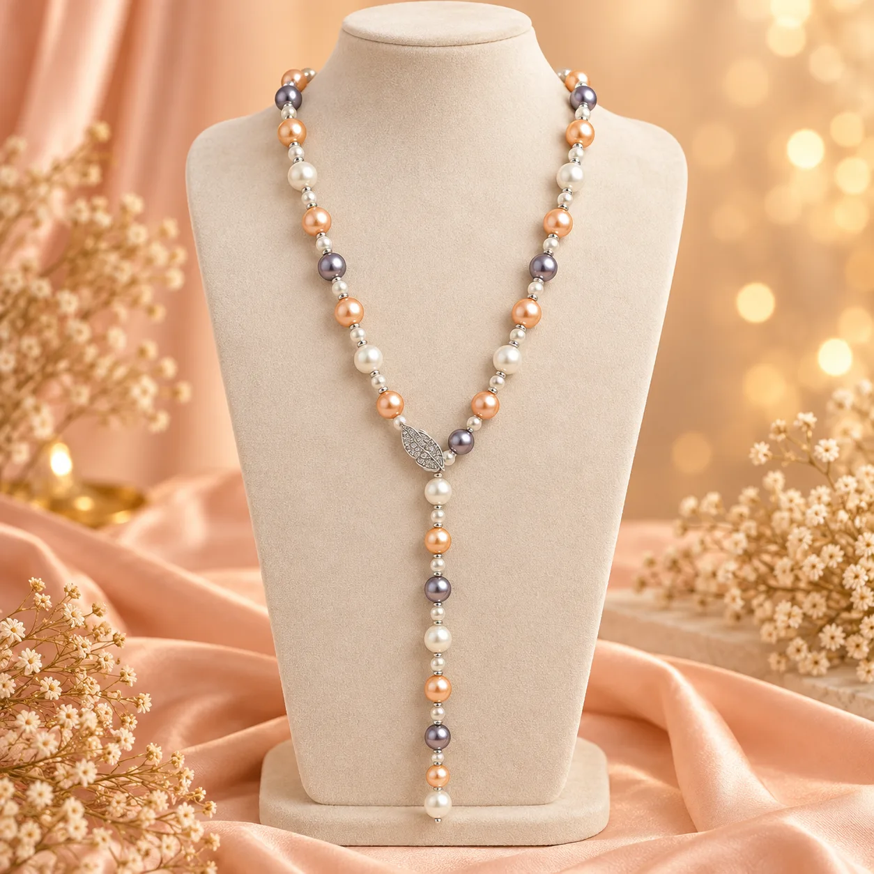 Pearl Lariat Necklace Colour option 2