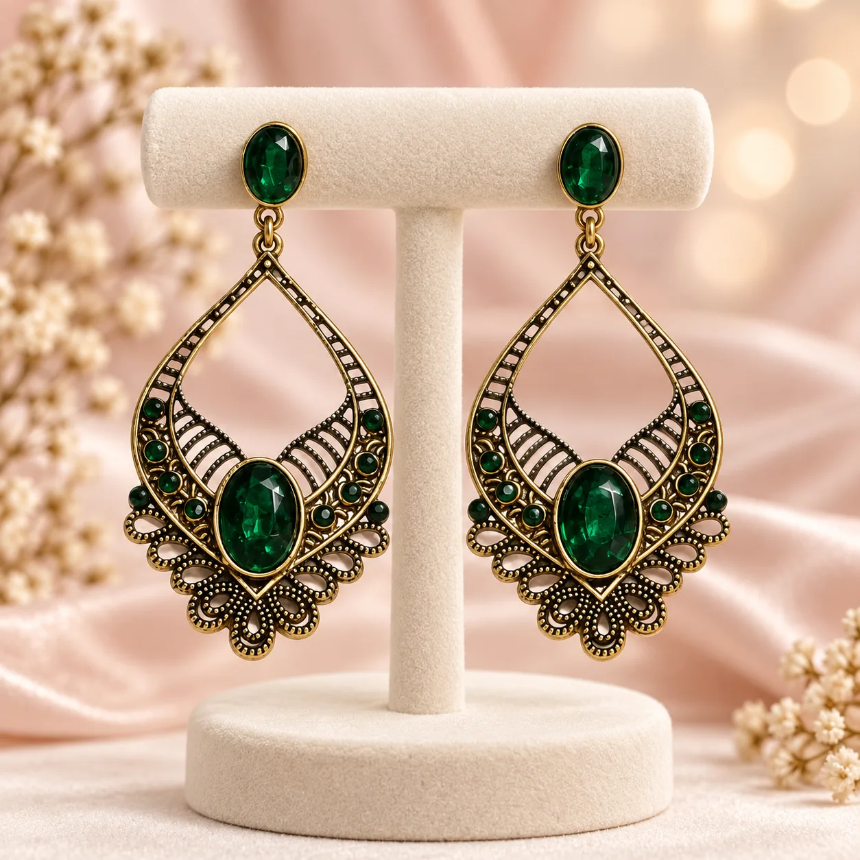 Antique Filigree Drop Earrings Colour option 3