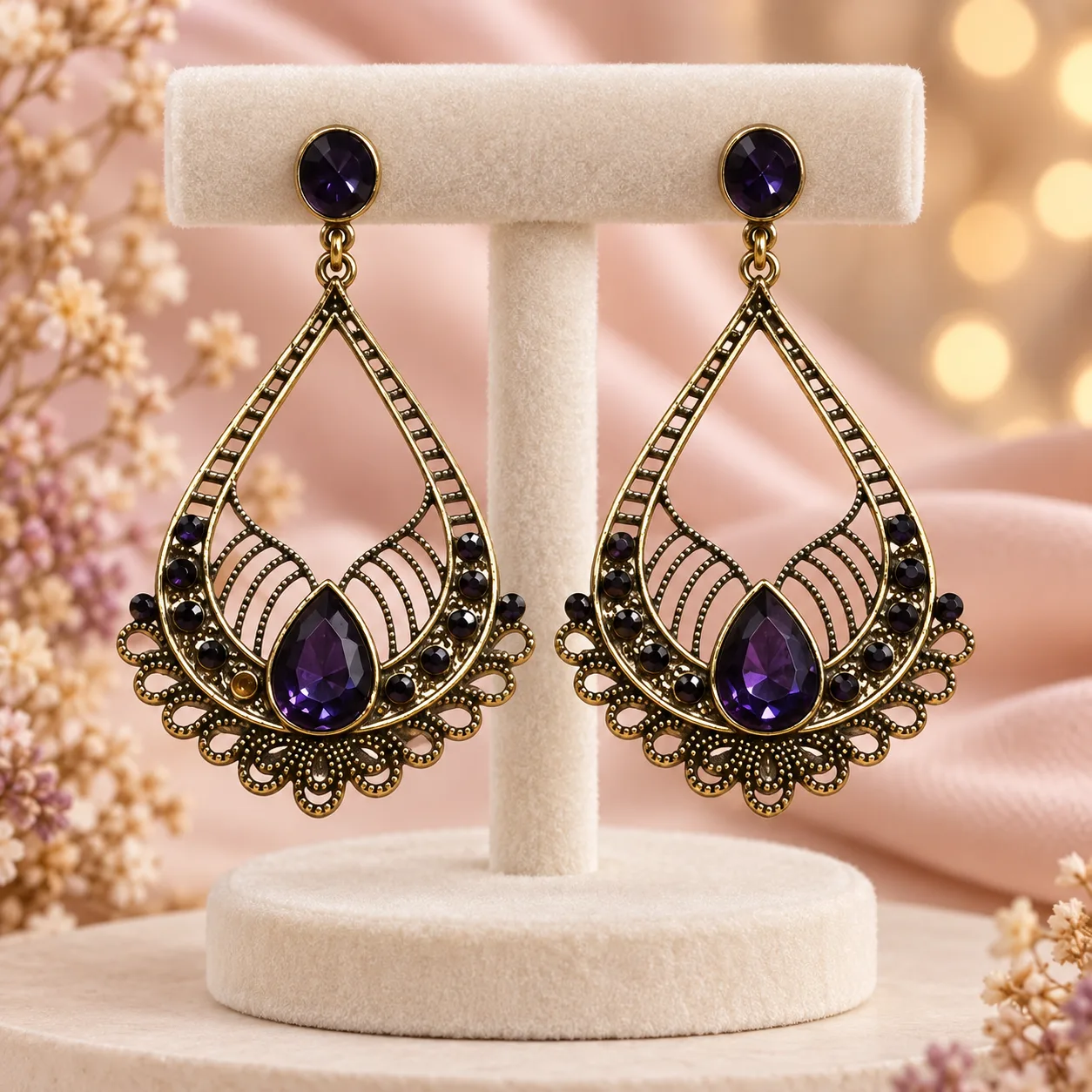 Antique Filigree Drop Earrings Colour option 4