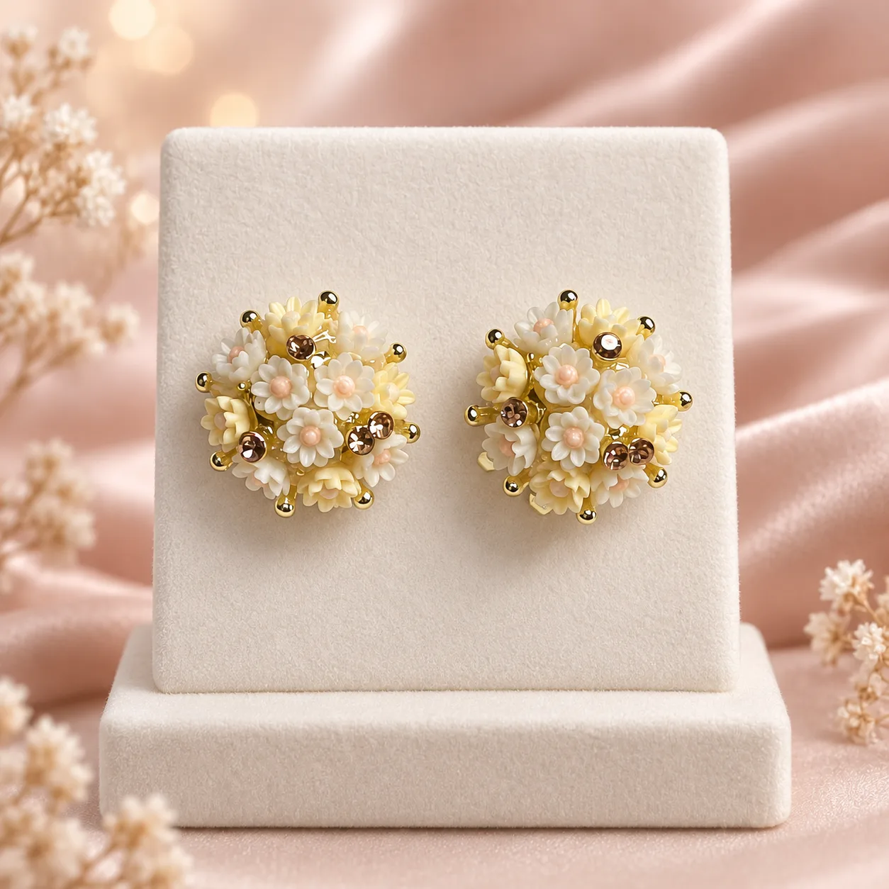 Floral Cluster Stud Earrings Colour option 3