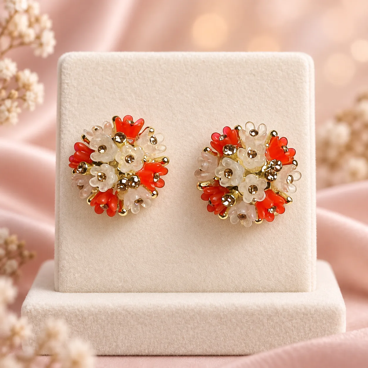 Floral Cluster Stud Earrings Colour option 4