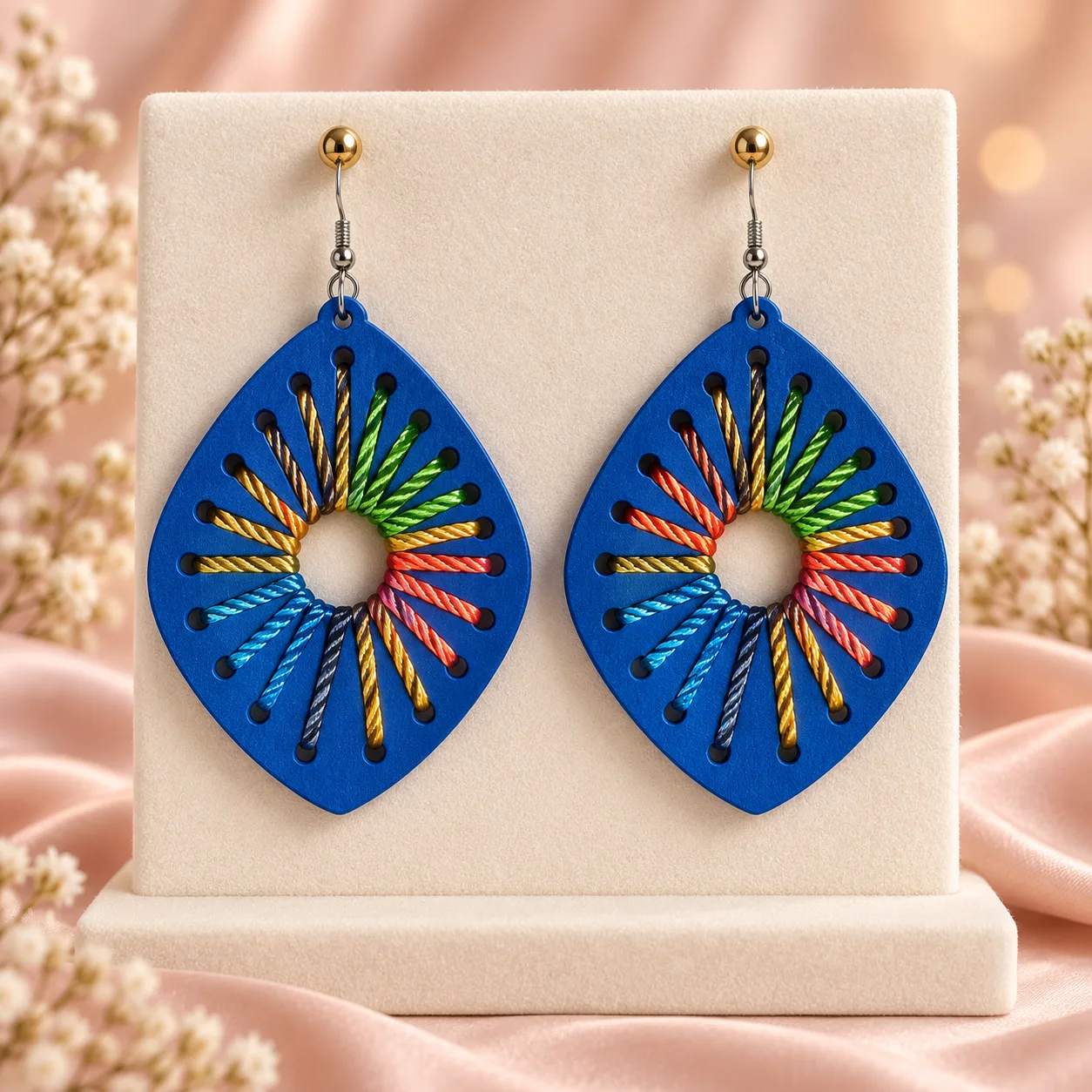 Thread Woven Leaf Drop Earrings Colour option 2