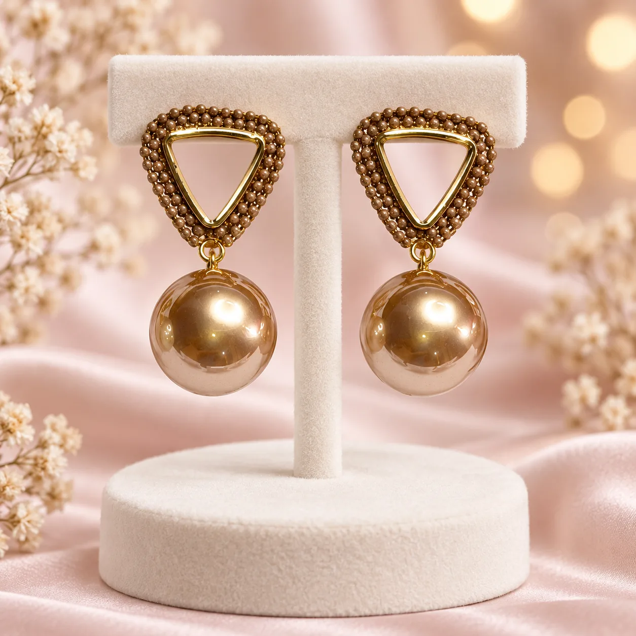 Triangle Pearl Drop Earrings Colour option 2