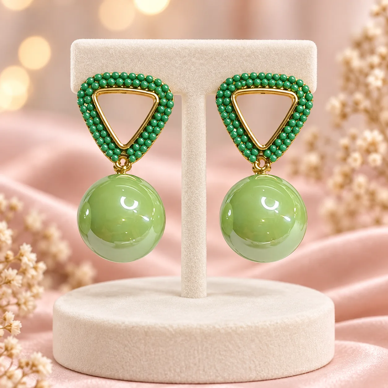 Triangle Pearl Drop Earrings Colour option 4