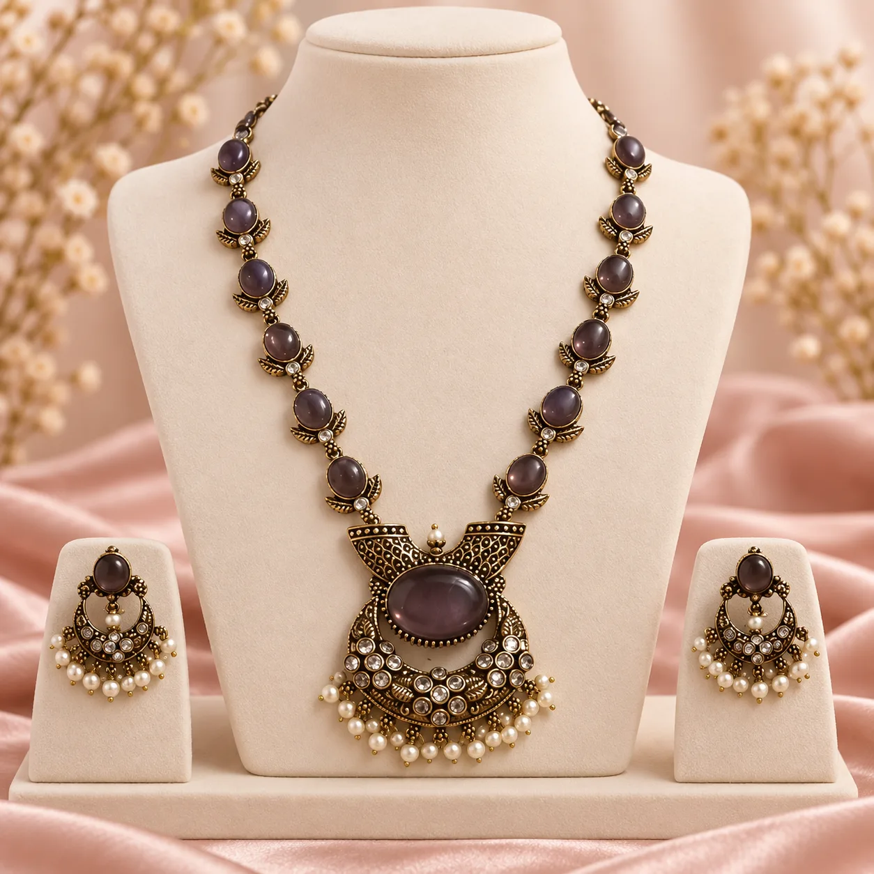 Antique Jhumka Necklace Set