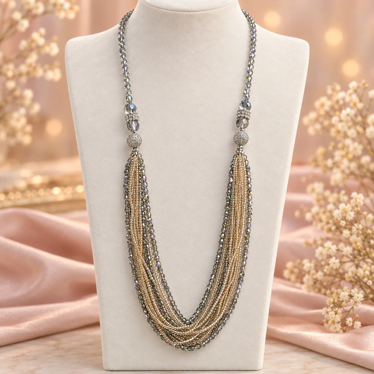 Smoky Multistrand Necklace